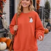 MOUSYA Halloween Sweatshirt Women Spooky Season Shirt Pumpkin Fall Sweatshirt Ghost Long Sleeve Pullover Tops