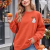 MOUSYA Halloween Sweatshirt Women Spooky Season Shirt Pumpkin Fall Sweatshirt Ghost Long Sleeve Pullover Tops