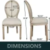 MQLIFEBOOM French Dining Chair With Oval Backrest - Linen Fabric Upholstered Solid Wood