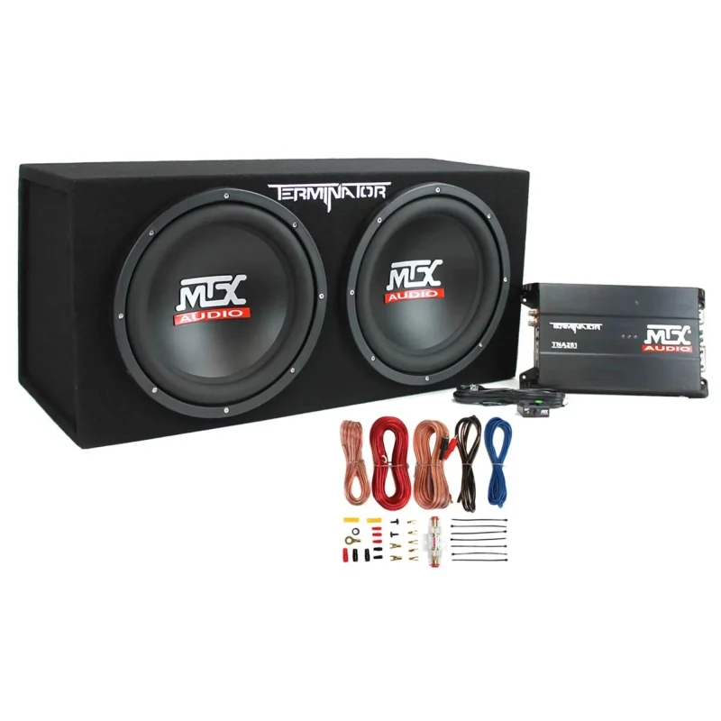 MTX 12in 1200 Watt Dual Car Subwoofer Package With Amplifier And Installation Kit - TNP212D2