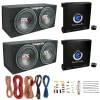MTX TNE212D 12-Inch Subwoofer Enclosures 2-Pack With Planet Audio AC1500.1 Amplifiers 2-Pack And Soundstorm AKS8 Amp Wir