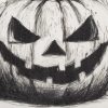 My Texas House Framed Halloween Black and White Pumpkin Art Print 9x11