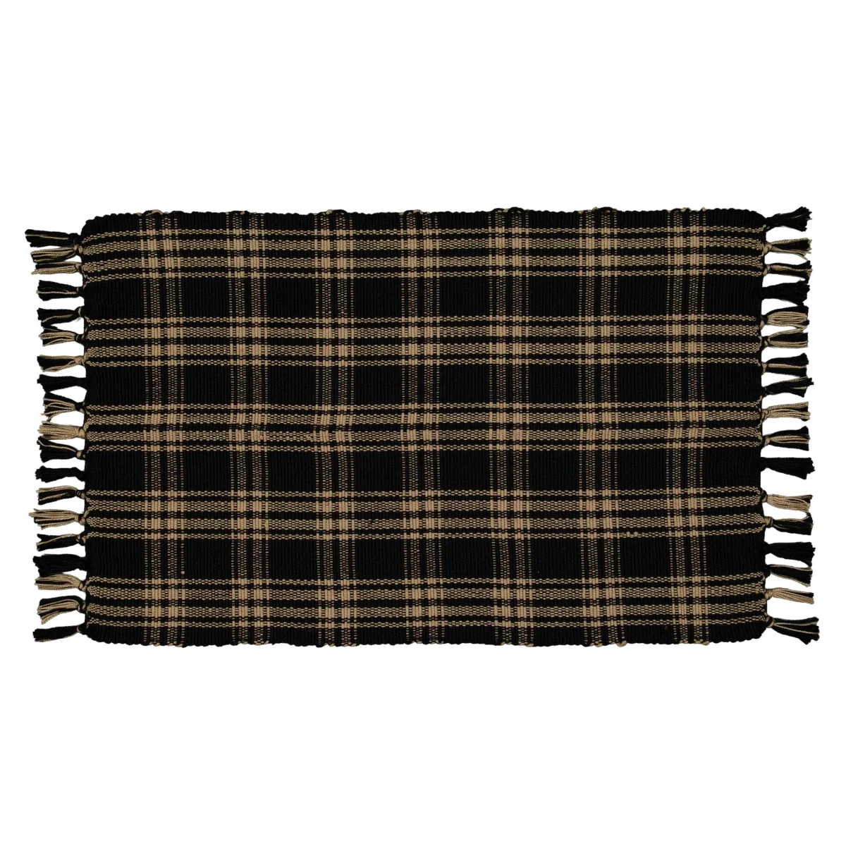My Texas House Halloween Black Plaid Indoor/Outdoor Layering Rug, 24" x 38"
