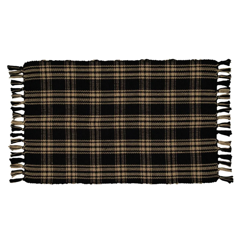 My Texas House Halloween Black Plaid Indoor/Outdoor Layering Rug, 24" x 38"
