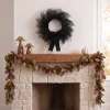 My Texas House Halloween Black Twig Wreath with Bow, 24"