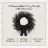 My Texas House Halloween Black Twig Wreath with Bow, 24"