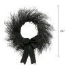 My Texas House Halloween Black Twig Wreath with Bow, 24"