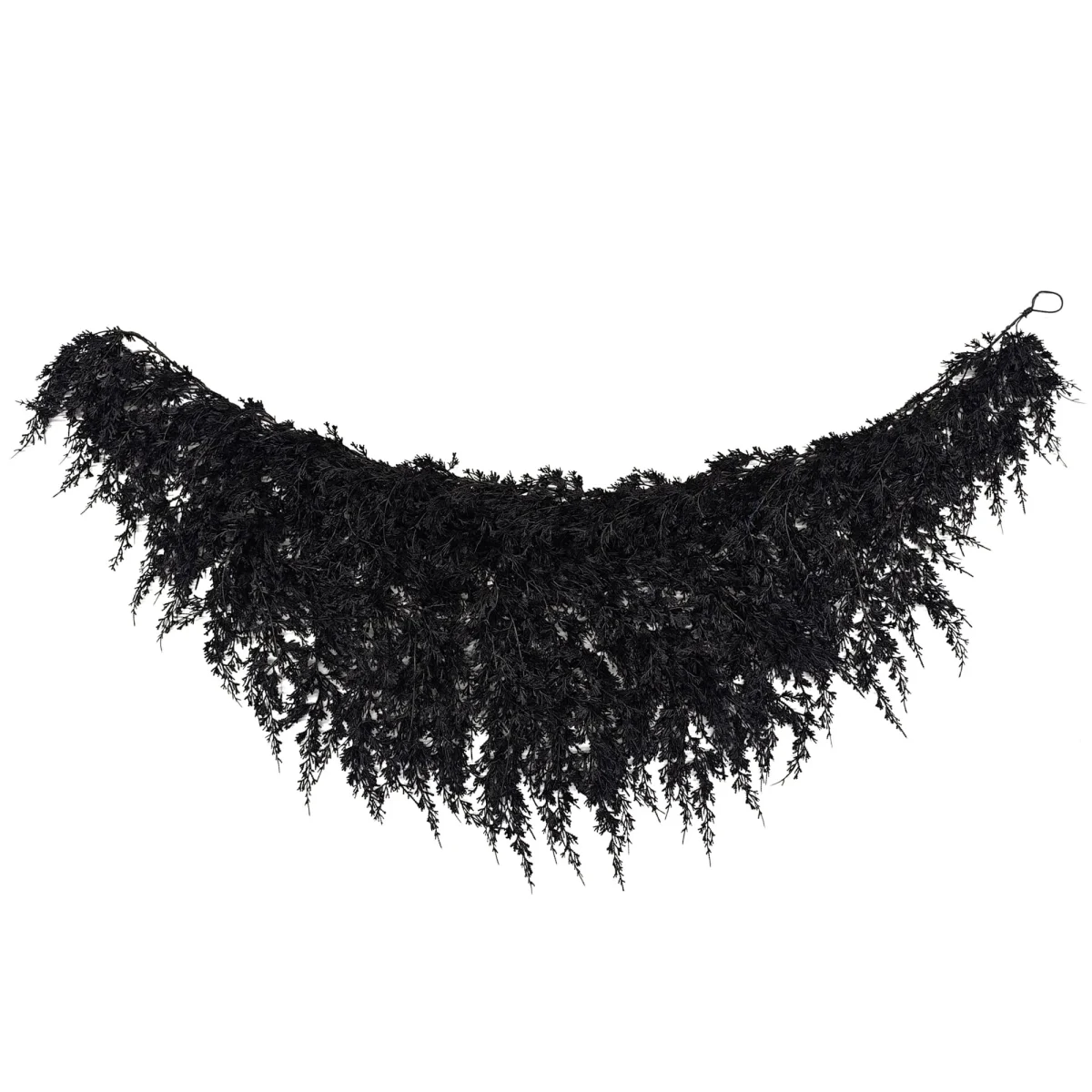 My Texas House Halloween Drapey Faux Cedar Garland, Black, 6'