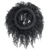 My Texas House Halloween Drapey Faux Cedar Wreath, Black, 24"