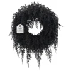 My Texas House Halloween Drapey Faux Cedar Wreath, Black, 24"
