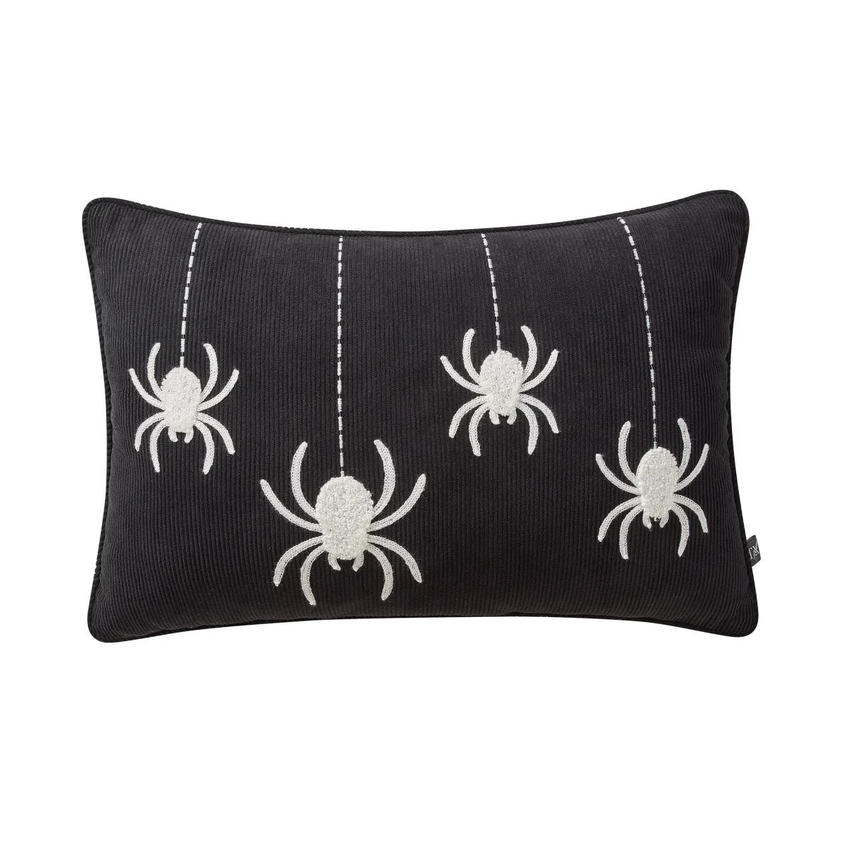 My Texas House Halloween Hanging Spiders Oblong Decorative Pillow, Black and Ivory, 14" x 20"