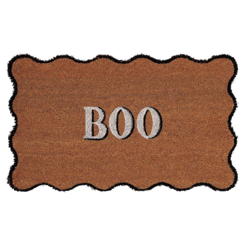My Texas House Halloween Multicolor Scallop Boo Outdoor Coir Doormat, 18" x 30"