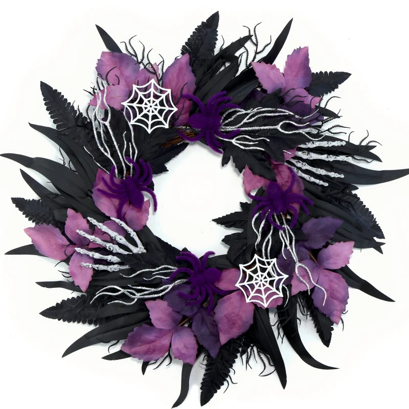Myecovie Halloween Wreaths for Front Door Halloween Indoor Decoration 21.6" Halloween Black Wreaths for Windows Wall Dec