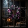 Myecovie Halloween Wreaths for Front Door Halloween Indoor Decoration 21.6" Halloween Black Wreaths for Windows Wall Dec