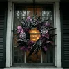 Myecovie Halloween Wreaths for Front Door Halloween Indoor Decoration 21.6" Halloween Black Wreaths for Windows Wall Dec