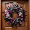 Myecovie Halloween Wreaths for Front Door Halloween Indoor Decoration 21.6" Halloween Black Wreaths for Windows Wall Dec