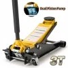 Naipo 3 Ton Low Profile Floor Jack, All Steel, 2.87in-19.69in, Yellow