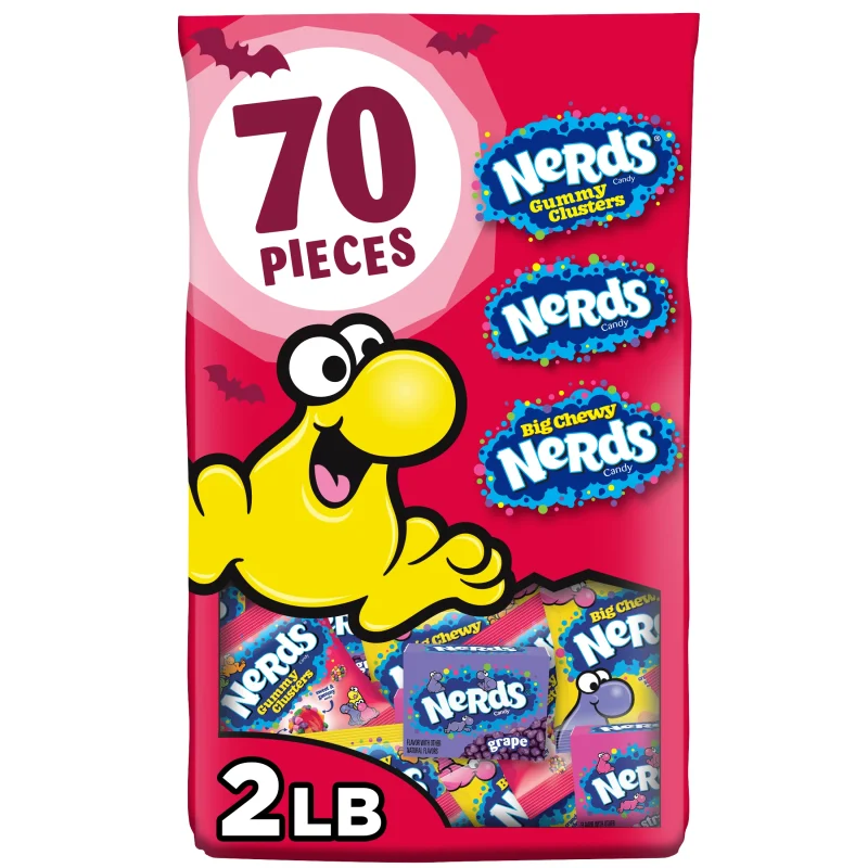 Nerds Halloween Assorted Candy, Halloween Trick-or-Treat Variety Bag, NERDS Gummy Clusters, Big Chewy, Originals Strawbe