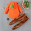 Newborn Infant Cute Jack-O-Lantern Costume Halloween Bodysuit and Striped Leggings Set Fall Holiday Fancy Dress Up Outfi