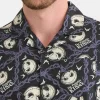 Nightmare Before Christmas Men's and Big Men's Print Button-Up Cotton Shirt with Short Sleeves, Sizes XS-3XL