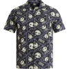 Nightmare Before Christmas Men's and Big Men's Print Button-Up Cotton Shirt with Short Sleeves, Sizes XS-3XL