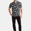 Nightmare Before Christmas Men's and Big Men's Print Button-Up Cotton Shirt with Short Sleeves, Sizes XS-3XL