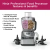 Ninja Professional Food Processor 9 Cup, 850 Watts, Silver - BN600