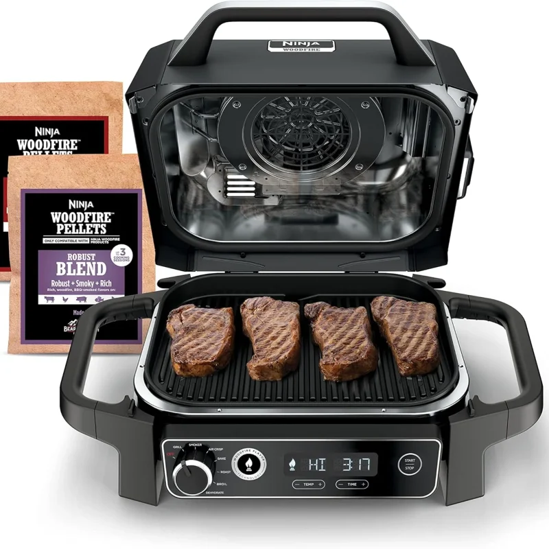 Ninja Woodfire 7-in-1 141-sq-in Outdoor Electric Grill, Smoker & Air Fryer - OG701