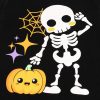 NIPAXO Family Matching Halloween Pajamas Set - Spooky Cute Skeleton & Pumpkin Graphic Long Sleeve Sleepwear for Adults,