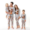 NIPAXO Family Matching Halloween Pajamas Set - Spooky Cute Skeleton & Pumpkin Graphic Long Sleeve Sleepwear for Adults,