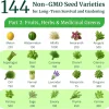 Non-GMO Heirloom Survival Seed Vault, 23 000 Open-Pollinated Vegetable, Herb And Fruit Seeds, 144 Varieties