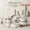 Nonstick Granite Kitchen Cookware Set, 21-Piece, Beige, Induction