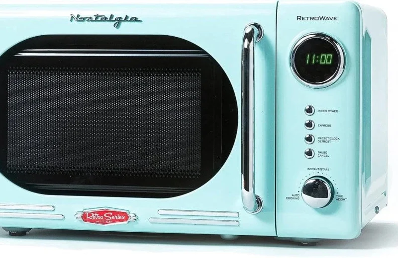Nostalgia 0.7 Cu Ft 700W Countertop Microwave Oven - Aqua