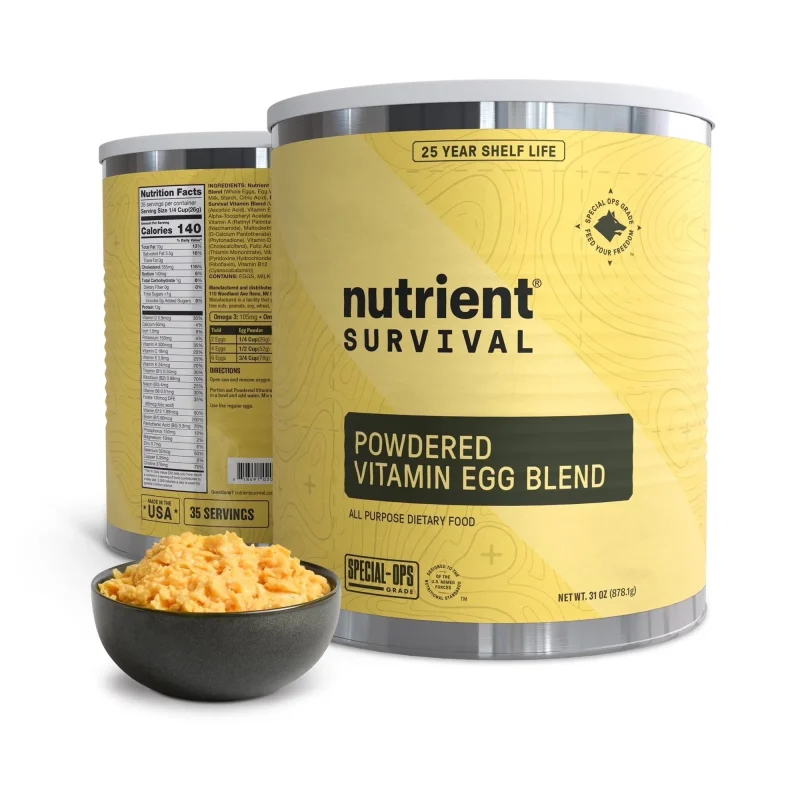 Nutrient Survival Vitamin Powdered Egg Blend, 70 Egg Equivalent, 33 Nutrients, Gluten Free, Up To 25 Year Shelf Life