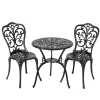 Nuu Garden 3-Piece Black Cast Aluminum Bistro Patio Set - 24 Inch Round Table