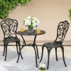 Nuu Garden 3-Piece Black Cast Aluminum Bistro Patio Set - 24 Inch Round Table