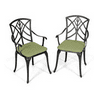 NUU GARDEN Cast Aluminum Outdoor Patio Bistro Dining Chairs, Set Of 2, Black With Gold-Painted Edge