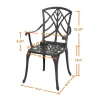 NUU GARDEN Cast Aluminum Outdoor Patio Bistro Dining Chairs, Set Of 2, Black With Gold-Painted Edge