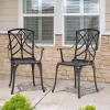 NUU GARDEN Cast Aluminum Outdoor Patio Bistro Dining Chairs, Set Of 2, Black With Gold-Painted Edge