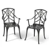 NUU GARDEN Cast Aluminum Outdoor Patio Bistro Dining Chairs, Set Of 2, Black With Gold-Painted Edge