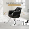 OmySalon Barber Styling Chair With Hydraulic Pump, 360 Swivel And Footrest - Black