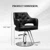 OmySalon Barber Styling Chair With Hydraulic Pump, 360 Swivel And Footrest - Black