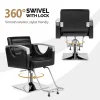 OmySalon Hydraulic Barber Chair With Stainless Steel Armrests, Brown Or Black