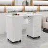 OmySalon Manicure Table Nail Desk With Electric Dust Collector, 4 Drawers, 3-Layer Cabinet