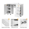 OmySalon Manicure Table Nail Desk With Electric Dust Collector, 4 Drawers, 3-Layer Cabinet