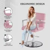 OmySalon Salon Chair With Hydraulic Pump, Pink, 360 Degree Swivel