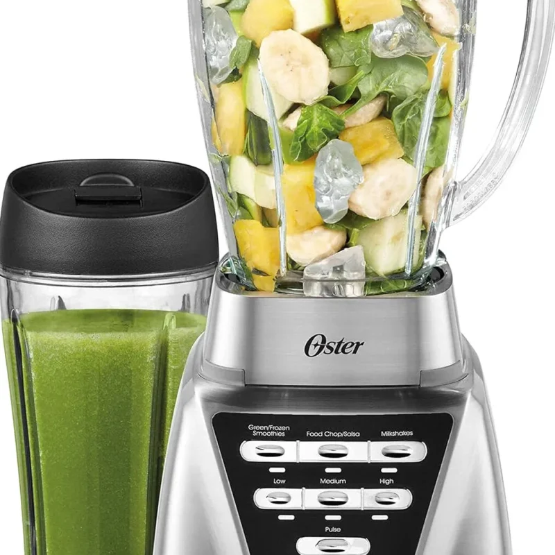Oster Pro 1200 Blender With Glass Jar, 24-Ounce Smoothie Cup, Brushed Nickel