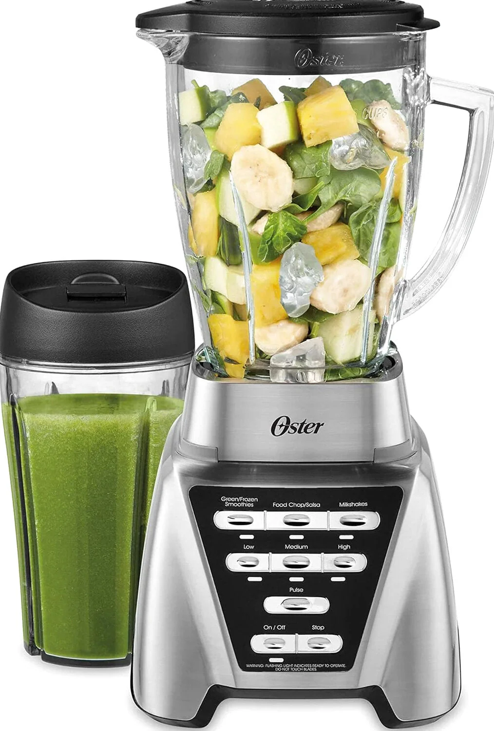Oster Pro 1200 Blender With Glass Jar, 24-Ounce Smoothie Cup, Brushed Nickel