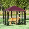 Outdoor Dog Kennel With Rotating Bowl Holders, 5 ft x 5 ft x 5 ft, Black And Red