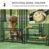 Outdoor Dog Kennel With Rotating Bowl Holders, 5 ft x 5 ft x 5 ft, Black And Red